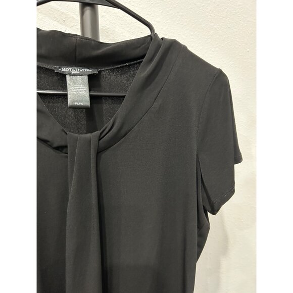 Notations Petite Flutter Sleeve Black Knot Front Blouse Sz LP - Picture 5 of 8